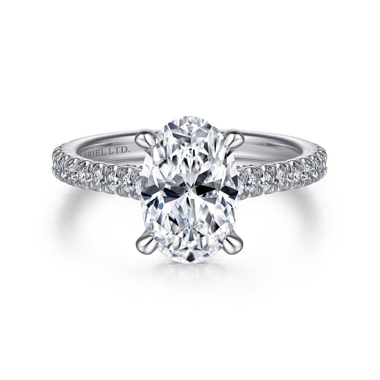 Gabriel - 18K White Gold Oval Diamond Engagement Ring