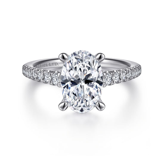 Gabriel - 18K White Gold Oval Diamond Engagement Ring