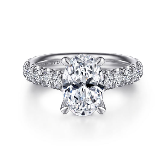 Gabriel - 18K White Gold Oval Diamond Engagement Ring