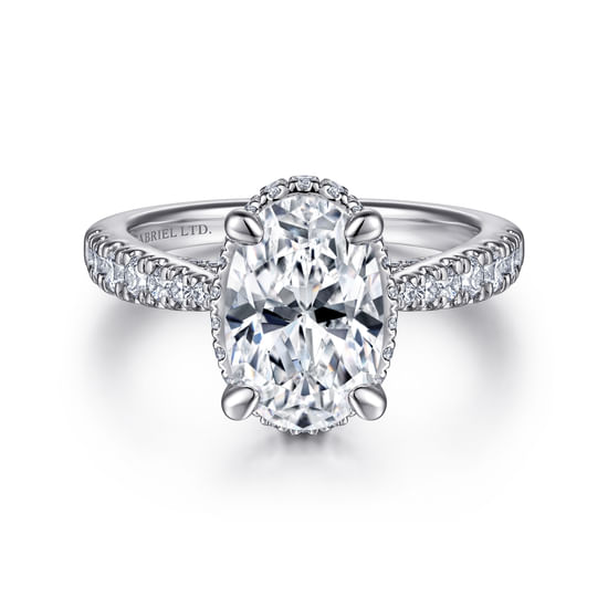 Gabriel - 18K White Gold Oval Diamond Engagement Ring