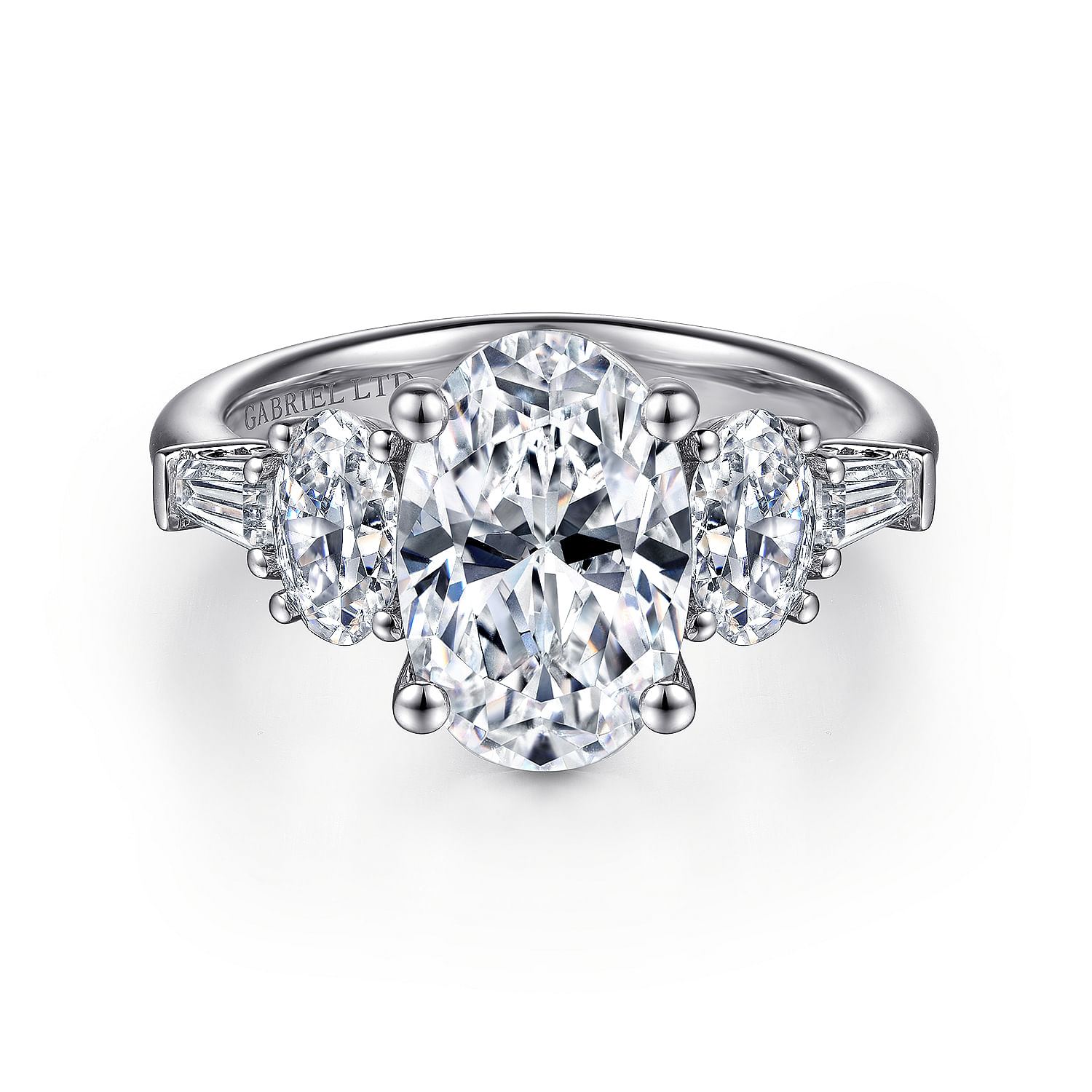 Gabriel - 18K White Gold Oval Five Stone Diamond Engagement Ring
