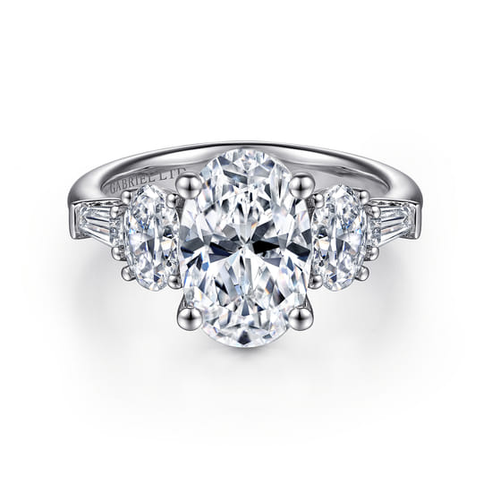 Gabriel - 18K White Gold Oval Five Stone Diamond Engagement Ring