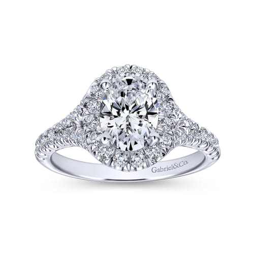 18K White Gold Oval Halo Diamond Engagement Ring 18K White Gold Oval Halo Diamond Engagement Ring