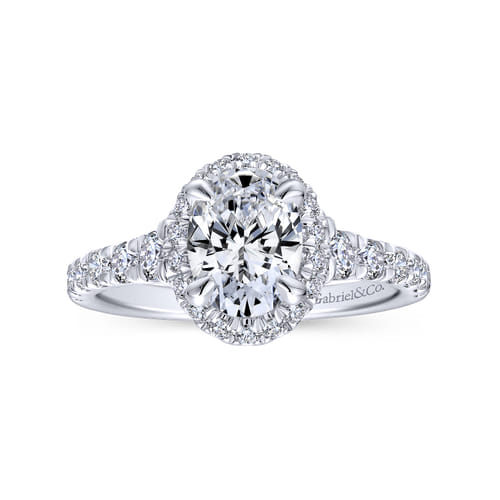 18K White Gold Oval Halo Diamond Engagement Ring 18K White Gold Oval Halo Diamond Engagement Ring