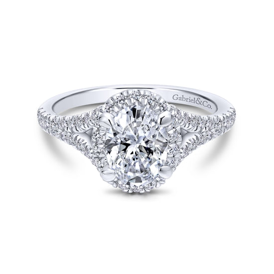 Gabriel - 18K White Gold Oval Halo Diamond Engagement Ring