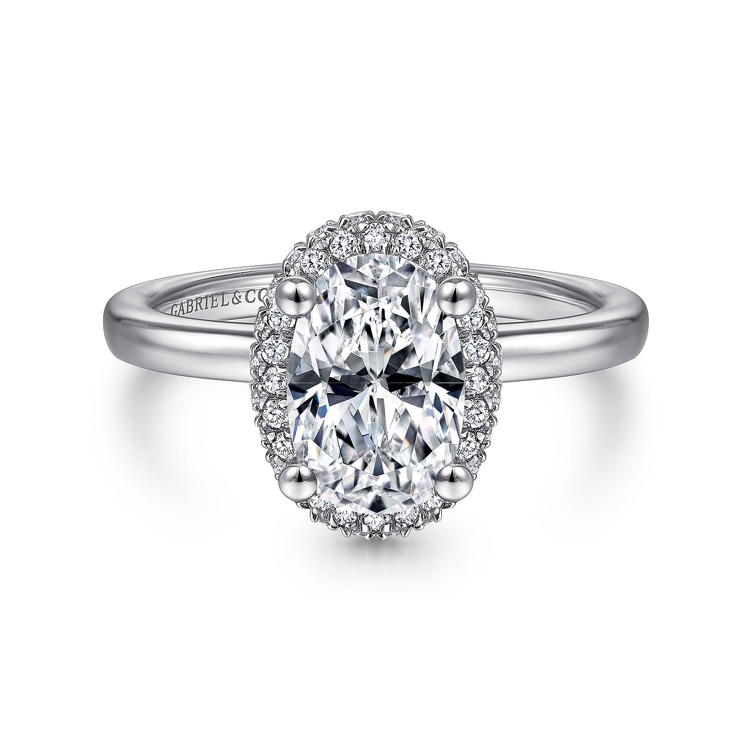 Gabriel - 18K White Gold Oval Halo Diamond Engagement Ring
