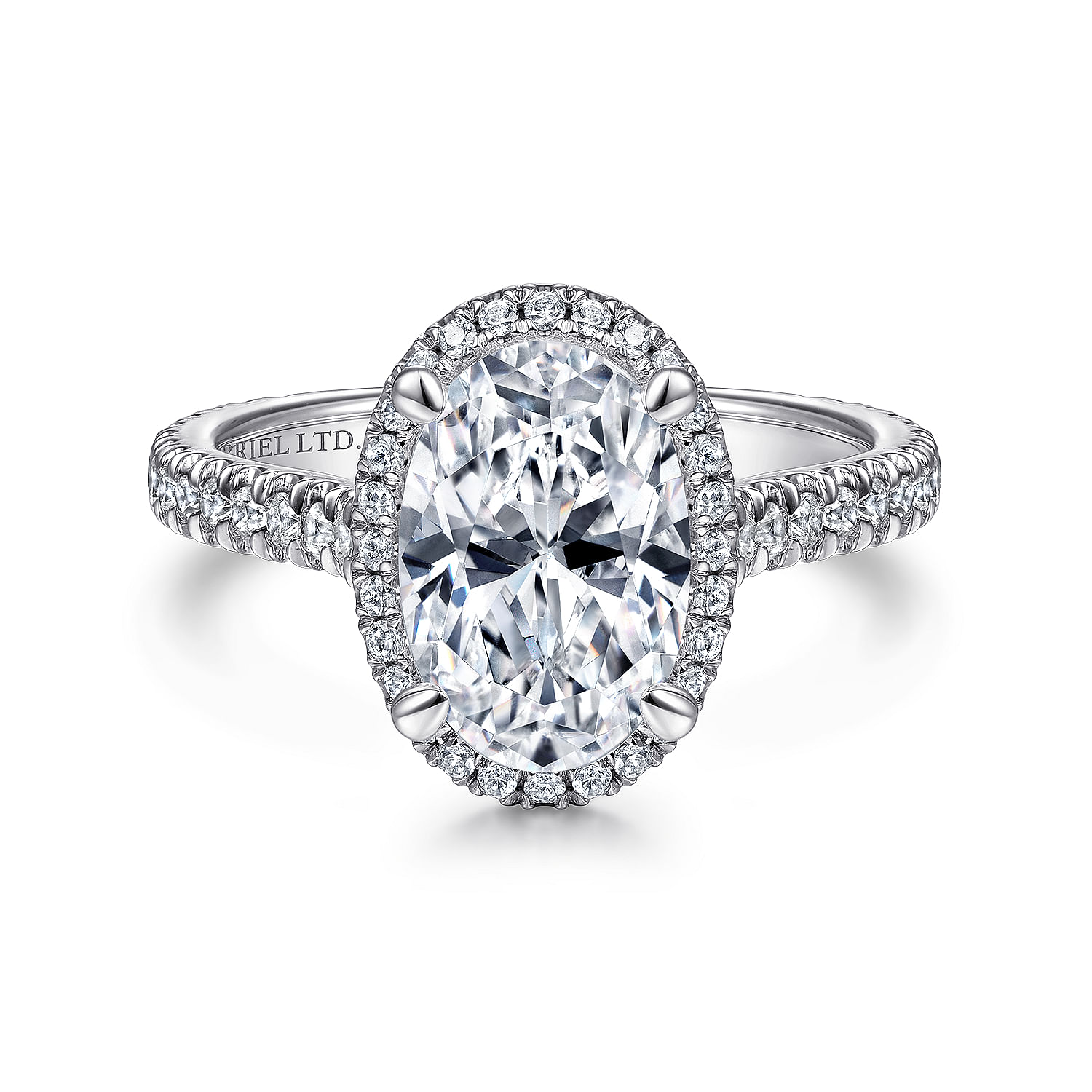 Gabriel - 18K White Gold Oval Halo Diamond Engagement Ring