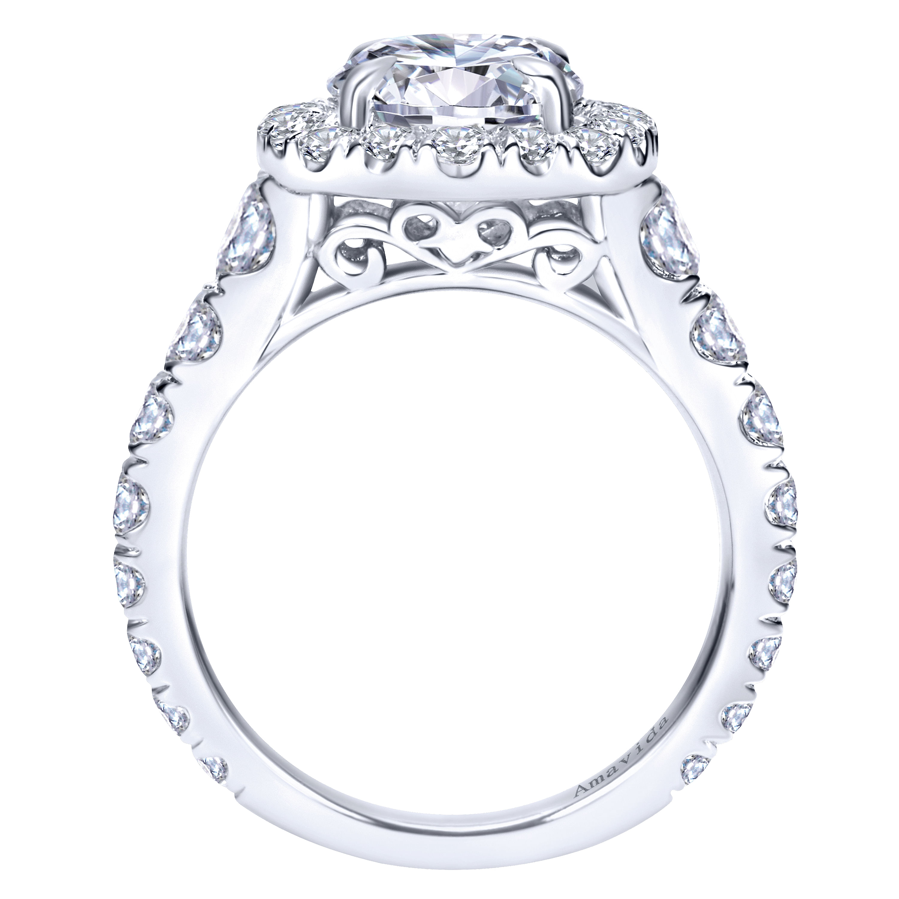 18K White Gold Oval Halo Diamond Engagement Ring