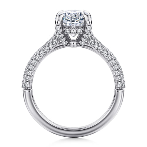 18K White Gold Oval Pavé Diamond Engagement Ring 18K White Gold Oval Pavé Diamond Engagement Ring