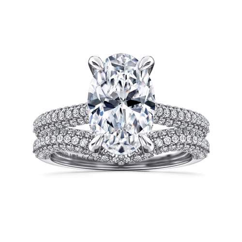 18K White Gold Oval Pavé Diamond Engagement Ring 18K White Gold Oval Pavé Diamond Engagement Ring