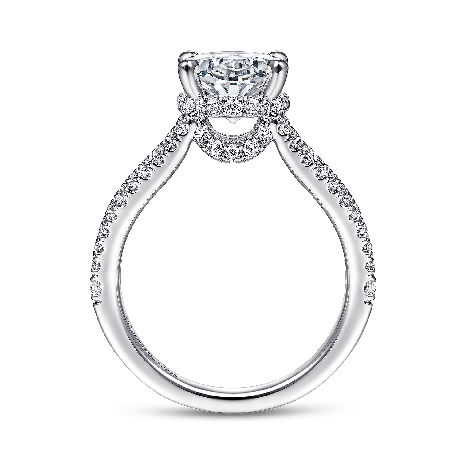 18K White Gold Oval Split Shank Diamond Engagement Ring