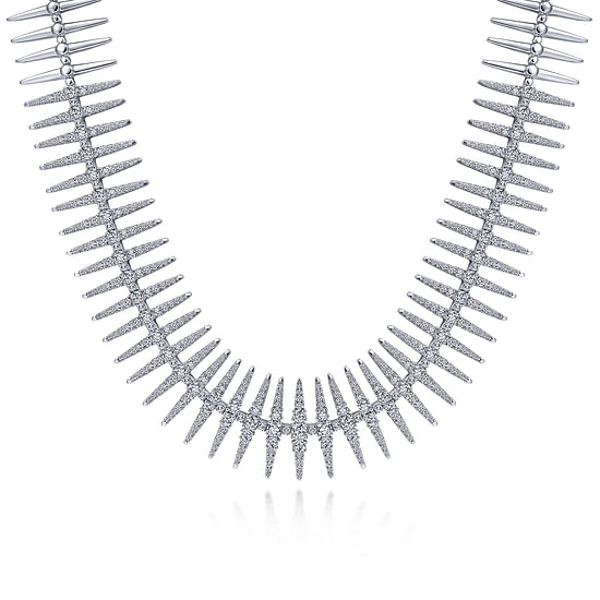 Gabriel - 18K White Gold Pavé Diamond Spike Statement Necklace