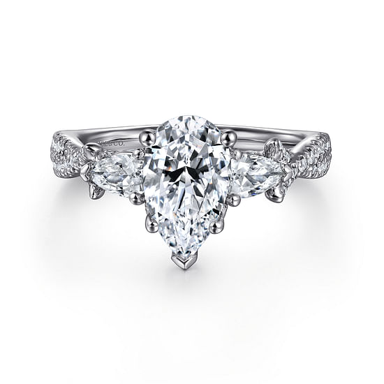 Gabriel - 18K White Gold Pear Shape Diamond Engagement Ring