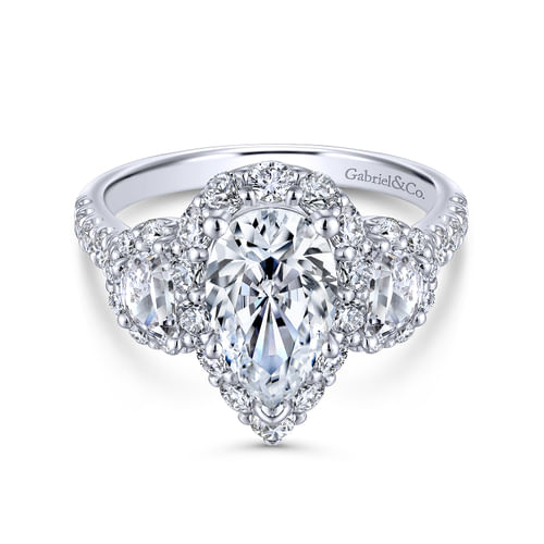 18K White Gold Pear Shape Diamond Engagement Ring