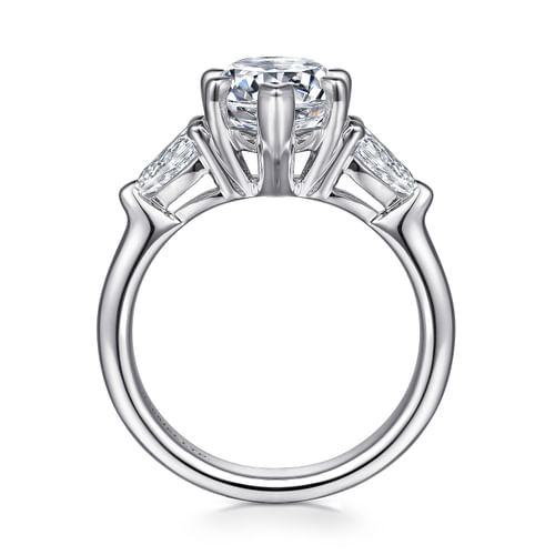 18K White Gold Pear Shape Three Stone Diamond Engagement Ring
