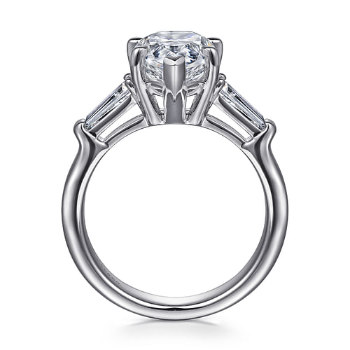 18K White Gold Pear Shape Three Stone Diamond Engagement Ring