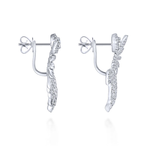 18K White Gold Peek A Boo Diamond Fan Earrings