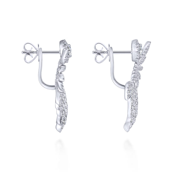 18K White Gold Peek A Boo Diamond Fan Earrings angle 3