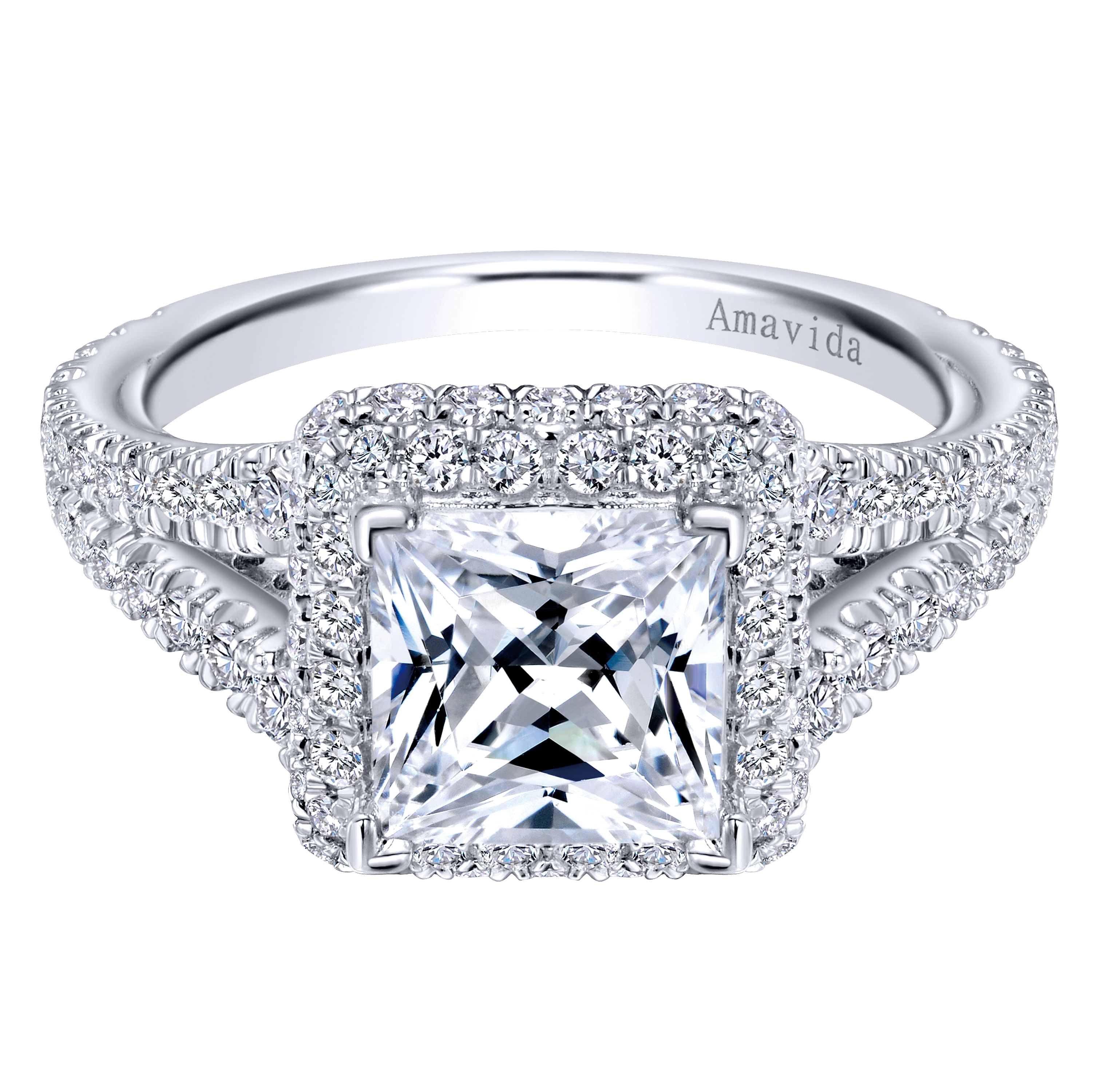 Gabriel - 18K White Gold Princess Cut Diamond Engagement Ring