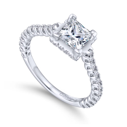 18K White Gold Princess Cut Diamond Engagement Ring