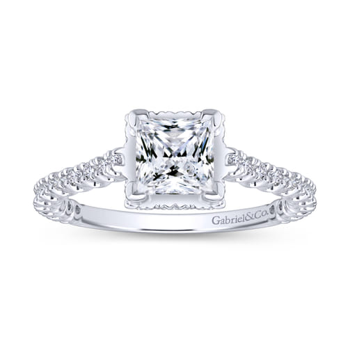 18K White Gold Princess Cut Diamond Engagement Ring