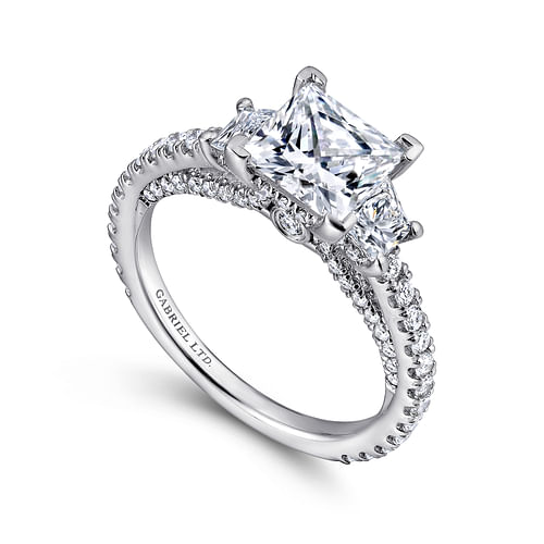 18K White Gold Princess Cut Diamond Engagement Ring