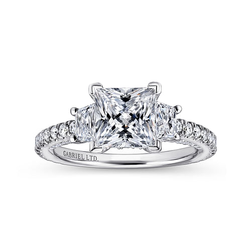 18K White Gold Princess Cut Diamond Engagement Ring