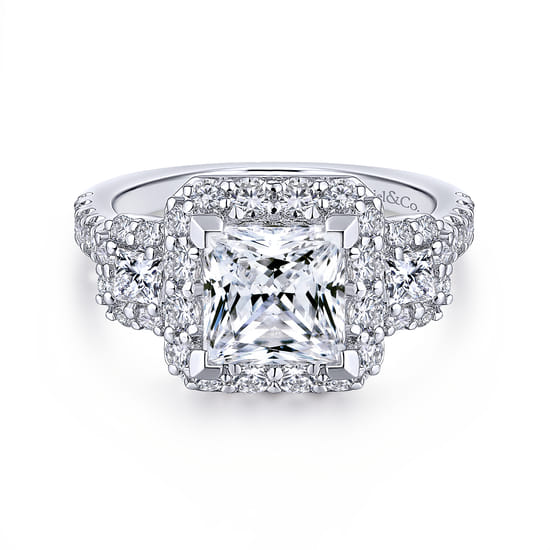 Gabriel - 18K White Gold Princess Cut Diamond Engagement Ring