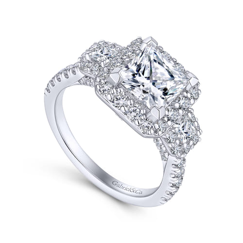 18K White Gold Princess Cut Diamond Engagement Ring
