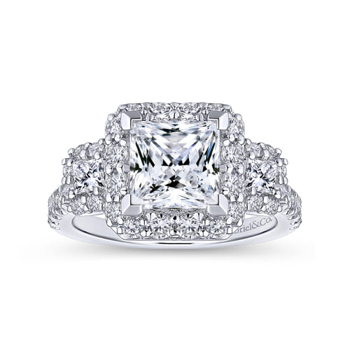 18K White Gold Princess Cut Diamond Engagement Ring