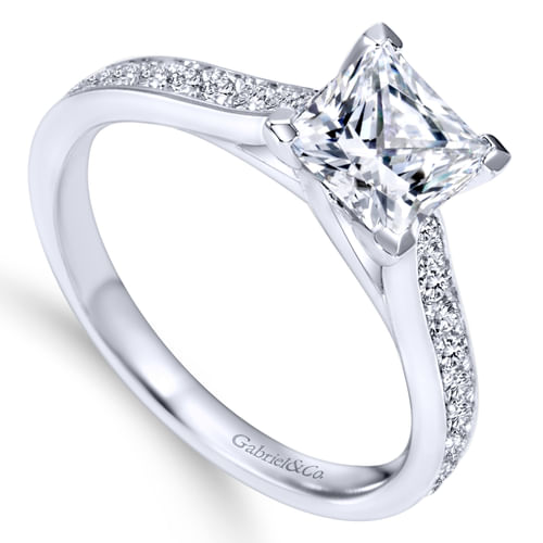18K White Gold Princess Cut Diamond Engagement Ring