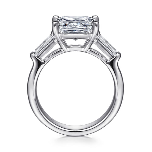 18K White Gold Princess Cut Three Stone Diamond Engagement Ring