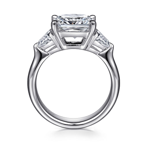 18K White Gold Princess Cut Three Stone Diamond Engagement Ring