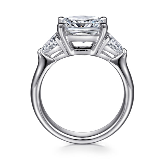 18K White Gold Princess Cut Three Stone Diamond Engagement Ring angle 2