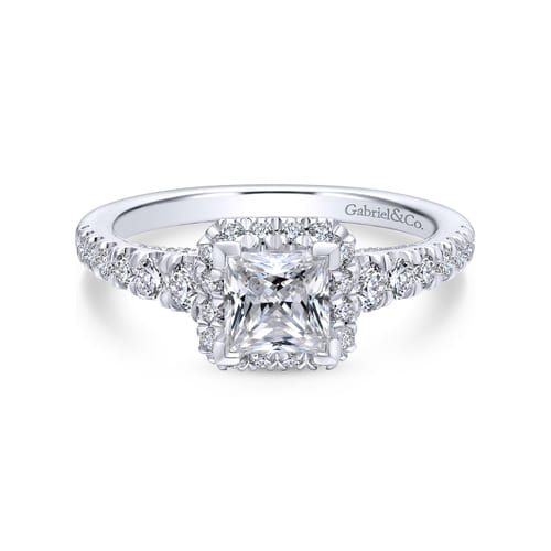 18K White Gold Princess Halo Diamond Engagement Ring 18K White Gold Princess Halo Diamond Engagement Ring