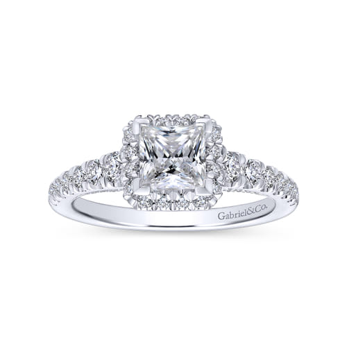 18K White Gold Princess Halo Diamond Engagement Ring 18K White Gold Princess Halo Diamond Engagement Ring