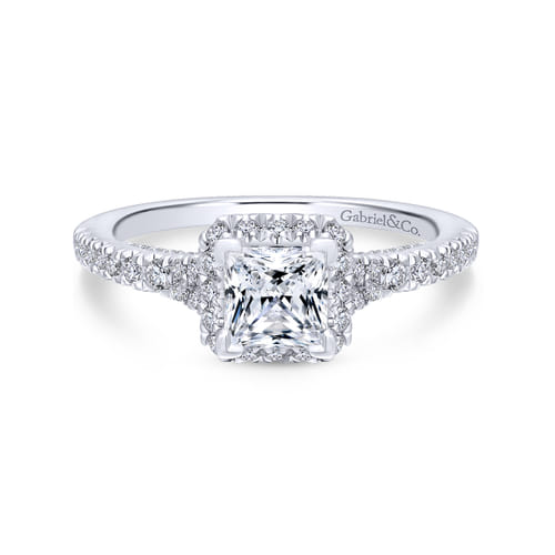 18K White Gold Princess Halo Diamond Engagement Ring 18K White Gold Princess Halo Diamond Engagement Ring