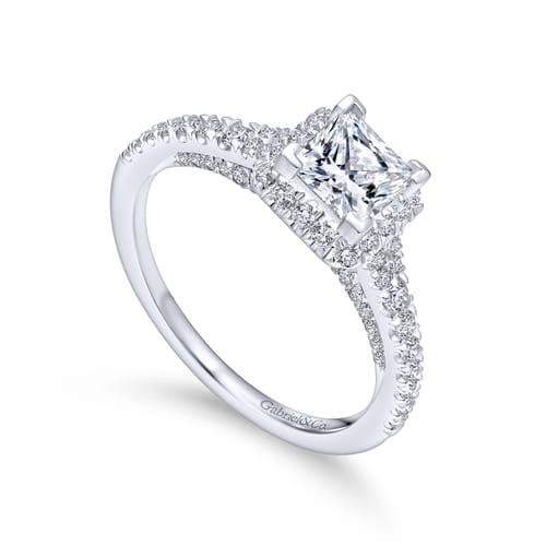 18K White Gold Princess Halo Diamond Engagement Ring 18K White Gold Princess Halo Diamond Engagement Ring