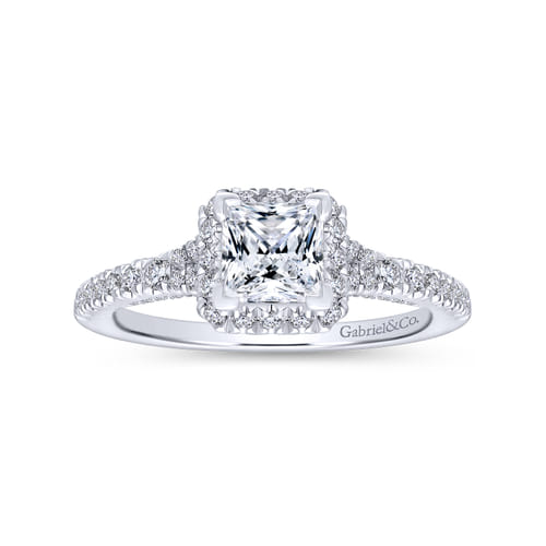 18K White Gold Princess Halo Diamond Engagement Ring 18K White Gold Princess Halo Diamond Engagement Ring