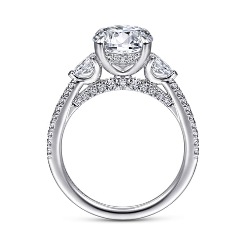 18K White Gold Round 3 Stone Diamond Engagement Ring