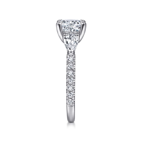 18K White Gold Round 3 Stone Diamond Engagement Ring