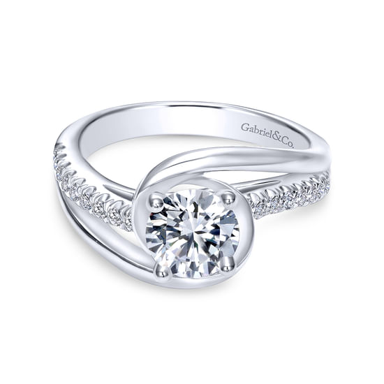 Gabriel - 18K White Gold Round Bypass Diamond Engagement Ring