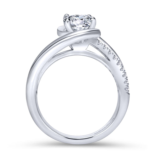 18K White Gold Round Bypass Diamond Engagement Ring