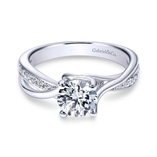 Gabriel - 18K White Gold Round Bypass Diamond Engagement Ring