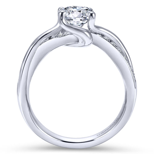 18K White Gold Round Bypass Diamond Engagement Ring