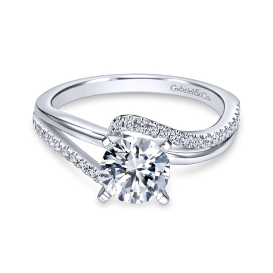 Gabriel - 18K White Gold Round Bypass Diamond Engagement Ring
