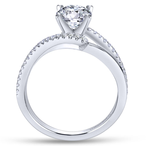 18K White Gold Round Bypass Diamond Engagement Ring