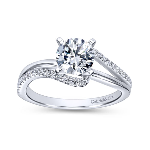 18K White Gold Round Bypass Diamond Engagement Ring