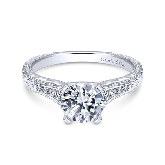 Gabriel - 18K White Gold Round Diamond Channel Set Engagement Ring