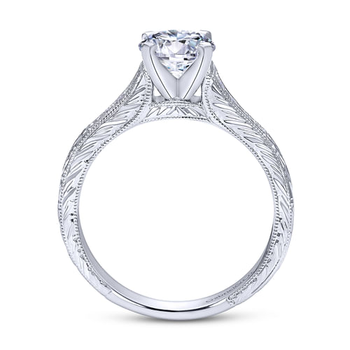 18K White Gold Round Diamond Channel Set Engagement Ring